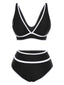 Set bikini a vita alta con finiture a contrasto anni '50