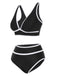 Set bikini a vita alta con finiture a contrasto anni '50