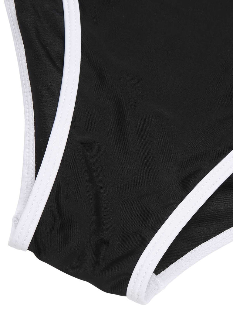 Set bikini a vita alta con finiture a contrasto anni '50