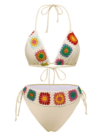 Set Bikini in stile boho all'uncinetto anni '50