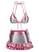 Set bikini metallizzato con volant colorblock anni '70
