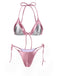 Set bikini metallizzato con volant colorblock anni '70