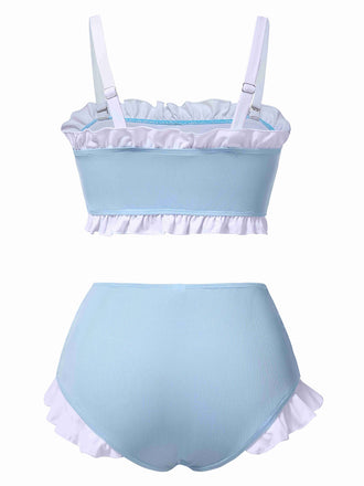 Costumi volant con spalline sottili blu anni '50