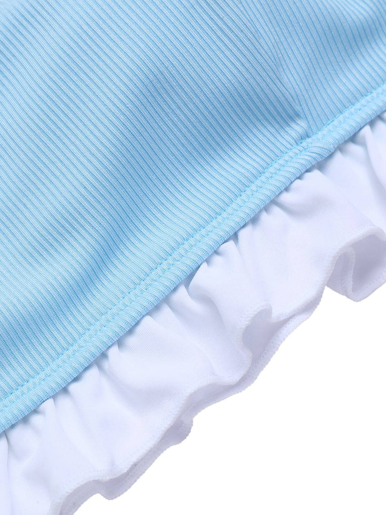 Costumi volant con spalline sottili blu anni '50