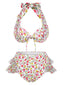 Set bikini volant fiori a fiorellini multicolore anni '50