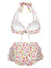 Set bikini volant fiori a fiorellini blu anni '50