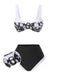 Set bikini silhouette floreale Hepburn nero anni '40