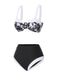Set bikini silhouette floreale Hepburn nero anni '40