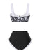 Set bikini silhouette floreale Hepburn nero anni '40