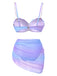Set Bikini conchiglia spalline di perle blu anni '60