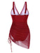 Costumi intero in rete trasparente con spalline rosso anni '50