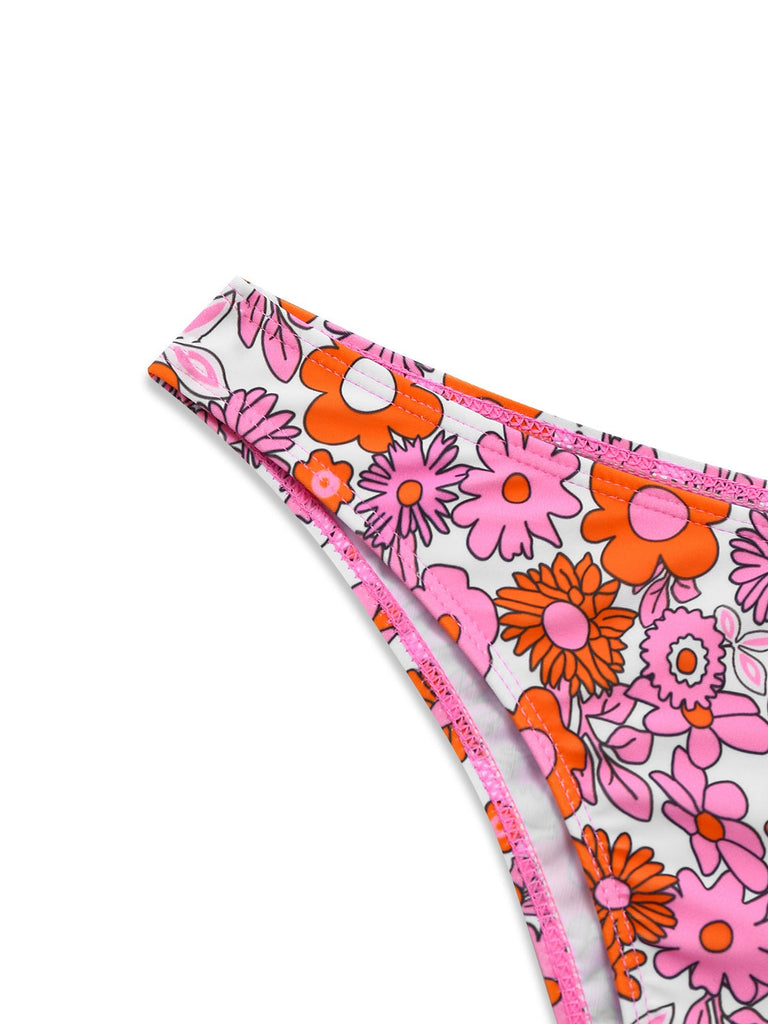 2PCS Set bikini e copricostume floreale cartoon multicolore anni '50
