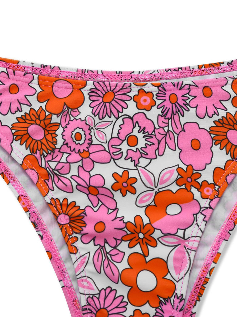 2PCS Set bikini e copricostume floreale cartoon multicolore anni '50