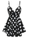 Costumi intero a pois spalline sottili nero anni '50