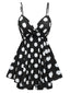 Costumi intero a pois spalline sottili nero anni '50