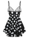 Costumi intero a pois spalline sottili nero anni '50