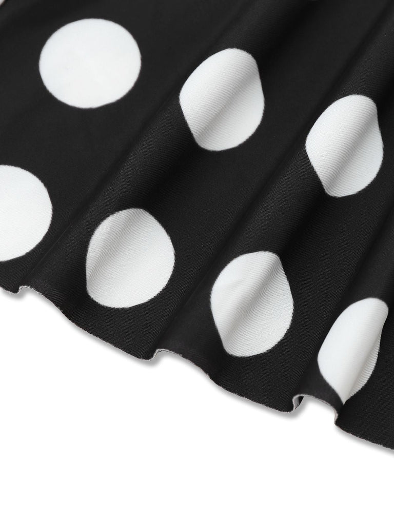Costumi intero a pois spalline sottili nero anni '50