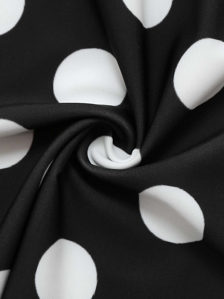 Costumi intero a pois spalline sottili nero anni '50