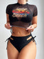 Set bikini con coulisse e top spiaggia tropicale anni '60