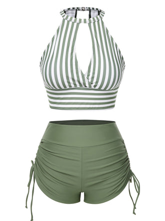 Costumi a righe cava e scollo all'americana anni '50