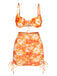 Bikini con gonna silhouette floreale arancione anni '50