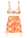 Bikini con gonna silhouette floreale arancione anni '50