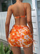 Bikini con gonna silhouette floreale arancione anni '50
