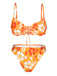 Bikini con gonna silhouette floreale arancione anni '50