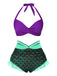 Costume da bagno squame di sirena verde anni '70
