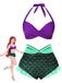 Costume da bagno squame di sirena verde anni '70