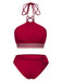 Set bikini stile principessa con perline rosso anni '70