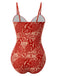 Costumi intero stampa Paisley cava spalline rosso anni '70