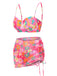 Set bikini e copricostume floreale a conchiglia spalline anni '60