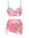 Set bikini e copricostume floreale a conchiglia spalline anni '60