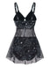 Costumi con stampa sole e luna in rete nero anni '30