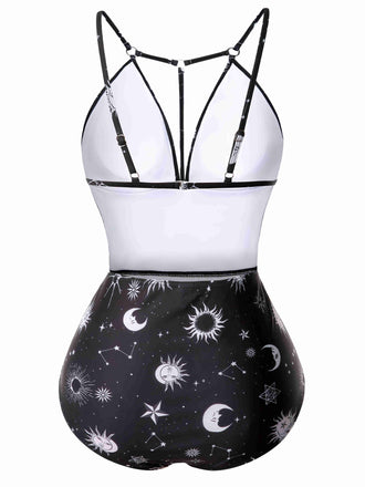 Costumi intero gotico stella e luna scollo a V anni '80