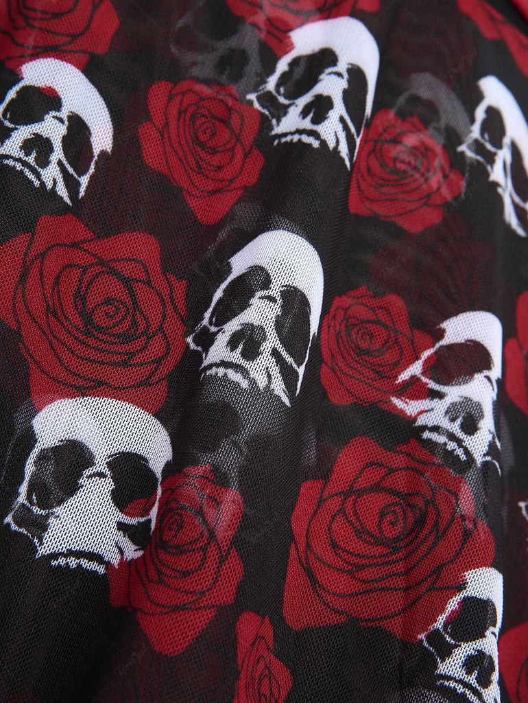 Costumi gonna teschio e rosa gotico nero e rosso anni '80