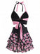 Costumi gonna teschio e rosa gotico nero e rosa anni '80