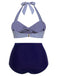 [Taglia Forti] Costumi a righe scollo all'americana blu anni '40