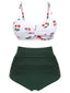 [Taglia Forti] Set Bikini scollo a cuore ciliegia spalline sottili verde anni '50