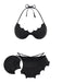 Set bikini gotico con ali di pipistrello nero anni '80