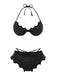 Set bikini gotico con ali di pipistrello nero anni '80