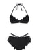Set bikini gotico con ali di pipistrello nero anni '80