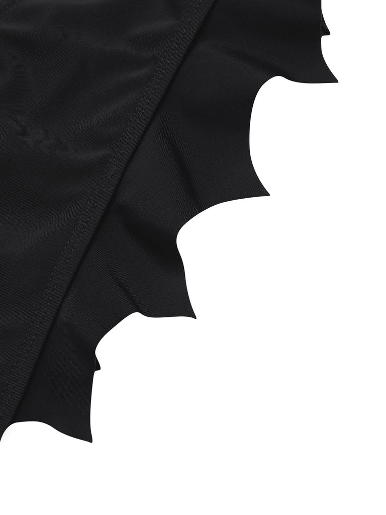 Set bikini gotico con ali di pipistrello nero anni '80