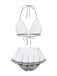 Set bikini plaid scollo all'americana grigio e bianco anni '40