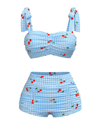 CostumI con lacci a quadri ciliegia blu anni '50