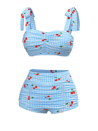 CostumI con lacci a quadri ciliegia blu anni '50