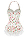 [Prevendita] Costumi intero in pizzo e fragola con fiocco anni '50