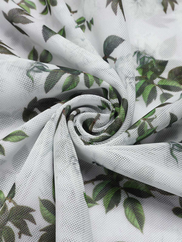 2PCS Costumi intero e copricostume con foglie verde anni '30