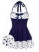 [Pre-Vendita] Costume con Gonna Marrone a Pois Patchwork Halter Anni '40 2